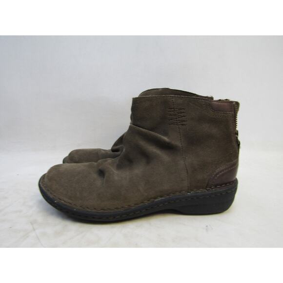 Clarks Womens Sz 7 M Brown Suede Zip Ankle Fashion Boots Bootie - Picture 1 of 11